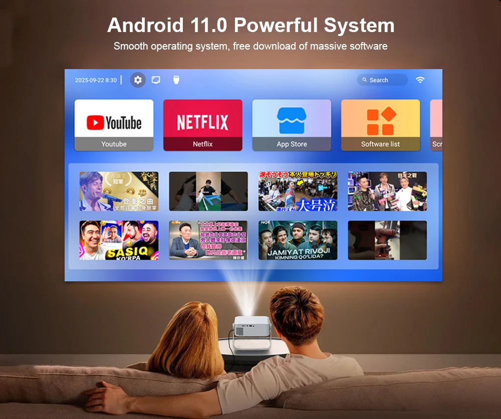 Proyector Mini Portátil Touyinger L9W Ultra Android Edition 1000ANSI Full HD con PTZ para Cine en Casa Inteligente