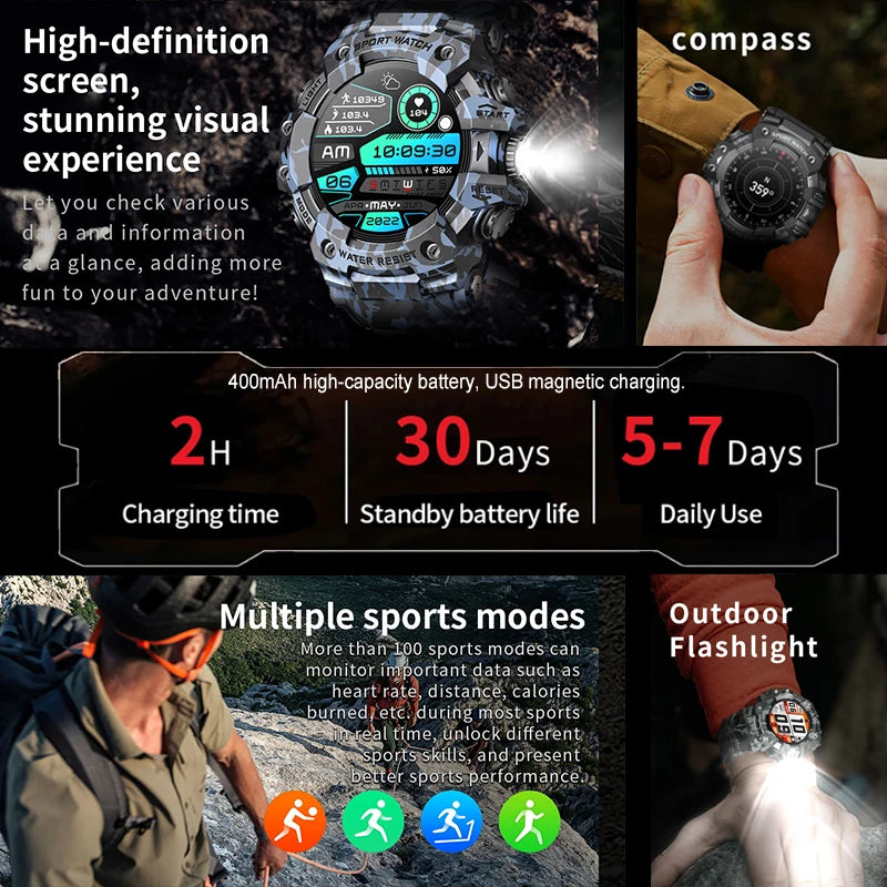 Reloj Inteligente Militar 100+ Deportes IP68