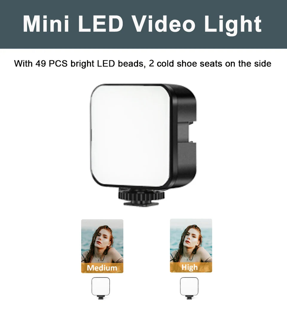 Soporte para teléfono móvil, iluminación de fotografía, Kit de vídeo para Smartphone, micrófono LED, trípode para Selfie, mango de grabación, soporte estabilizador portátil