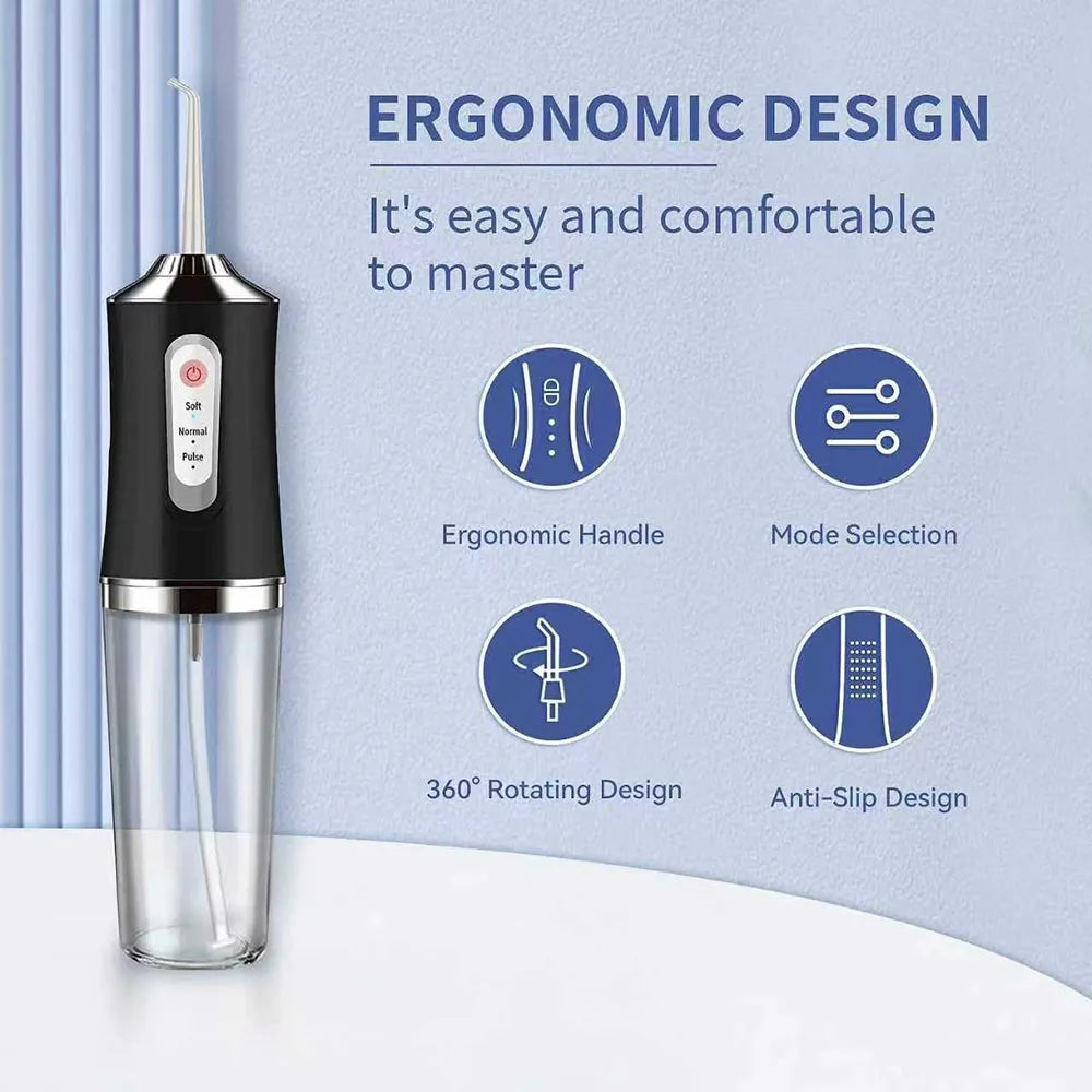 Irrigador de agua Dental inalámbrico portátil, irrigador de dientes bucales resistente al agua recargable de viaje, 4 modos Ipx7