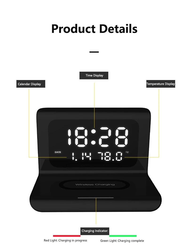 Reloj Despertador Lenovo 3 en 1 con Cargador Inalámbrico