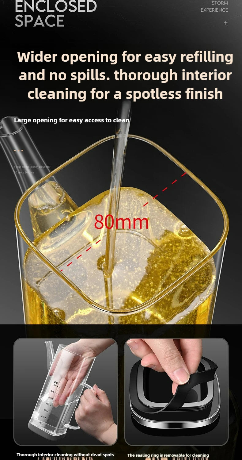 Botella de aceite de vidrio de alto borosilicato, botella de aceite esencial sin goteo para cocina, para vinagre, salsa de soja y aceite de cocina