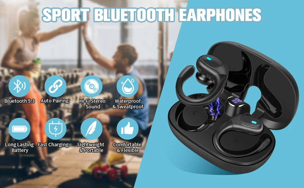 Auriculares TWS LED Resistentes al Agua Deportivos