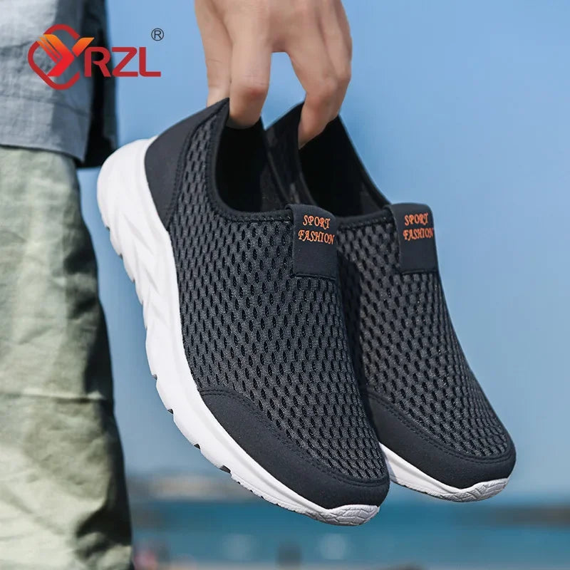 YRZL, zapatillas de deporte para hombre, zapatos informales de malla transpirable para hombre, mocasines antideslizantes para exteriores de talla grande, zapatos de tenis ligeros para caminar para hombre