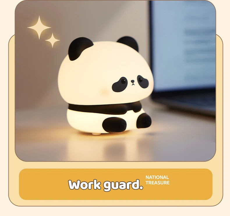 Luz LED nocturna de Panda, bonita luz nocturna de silicona, lámpara de noche táctil recargable por USB, lámpara de sincronización para dormitorio, decoración, regalo para niños