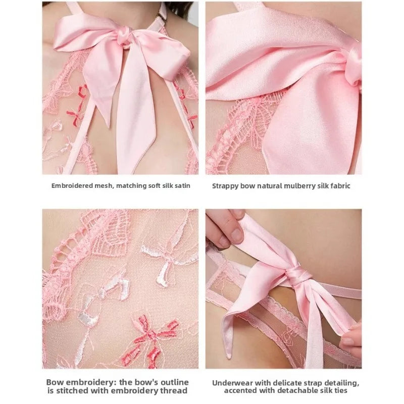 Conjunto de Bralette y Bragas con Bordado Mariposa para Mujer