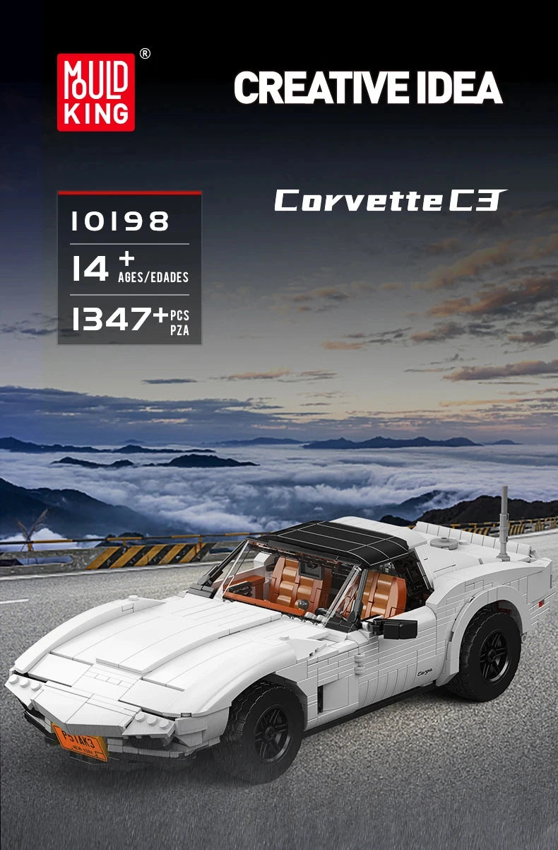 1347 Uds. Conjunto de bloques de construcción de automóviles Vintage C3 técnico Oldtime Super Sport Car Brick Set juguetes para niños regalos de navidad