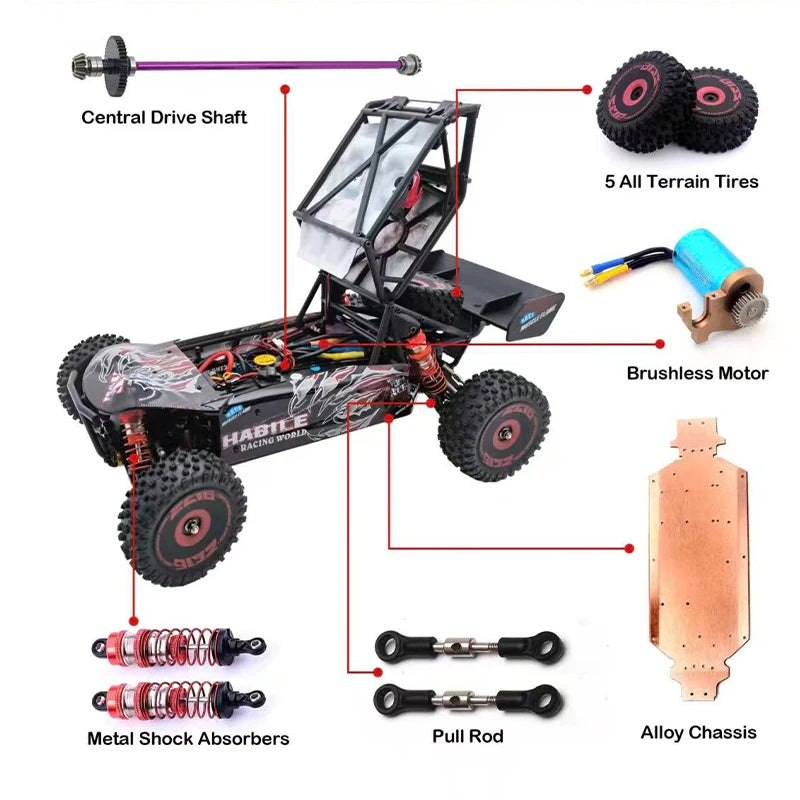 75 KM/H WLtoys 124016 V8 RC coche sin escobillas 4WD eléctrico de alta velocidad todoterreno Control remoto Drift Rc coches para adultos Juguetes