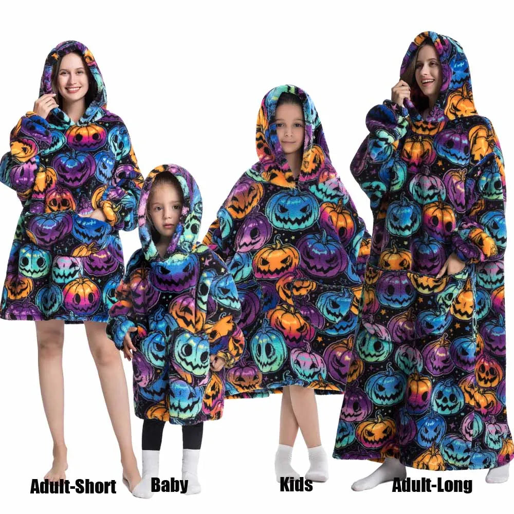 Ropa de invierno para mujer, sudaderas con capucha de lana de felpa para adultos y niños, pijamas para el hogar, sudaderas con capucha muy cálidas, Jersey, Tops de gran tamaño