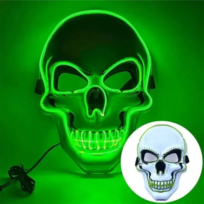 Máscara de Neón LED Luminosa para Fiestas, Máscara Divertida de The Purge: El Año de las Elecciones, Suministros de Disfraces para Festivales y Cosplay, Máscara de Esqueleto que Brilla en la Oscuridad