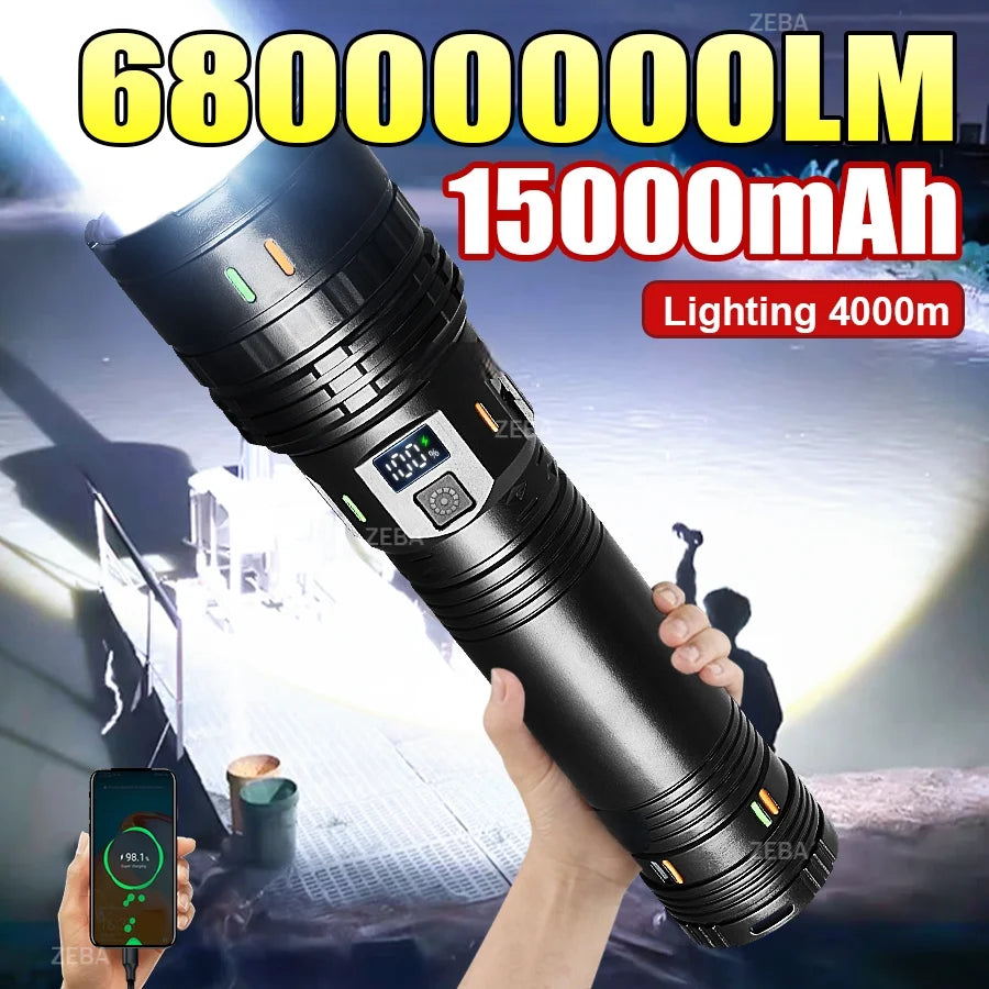 Linterna LED Táctica Recargable de Alta Potencia 680000LM Batería 15000mAh