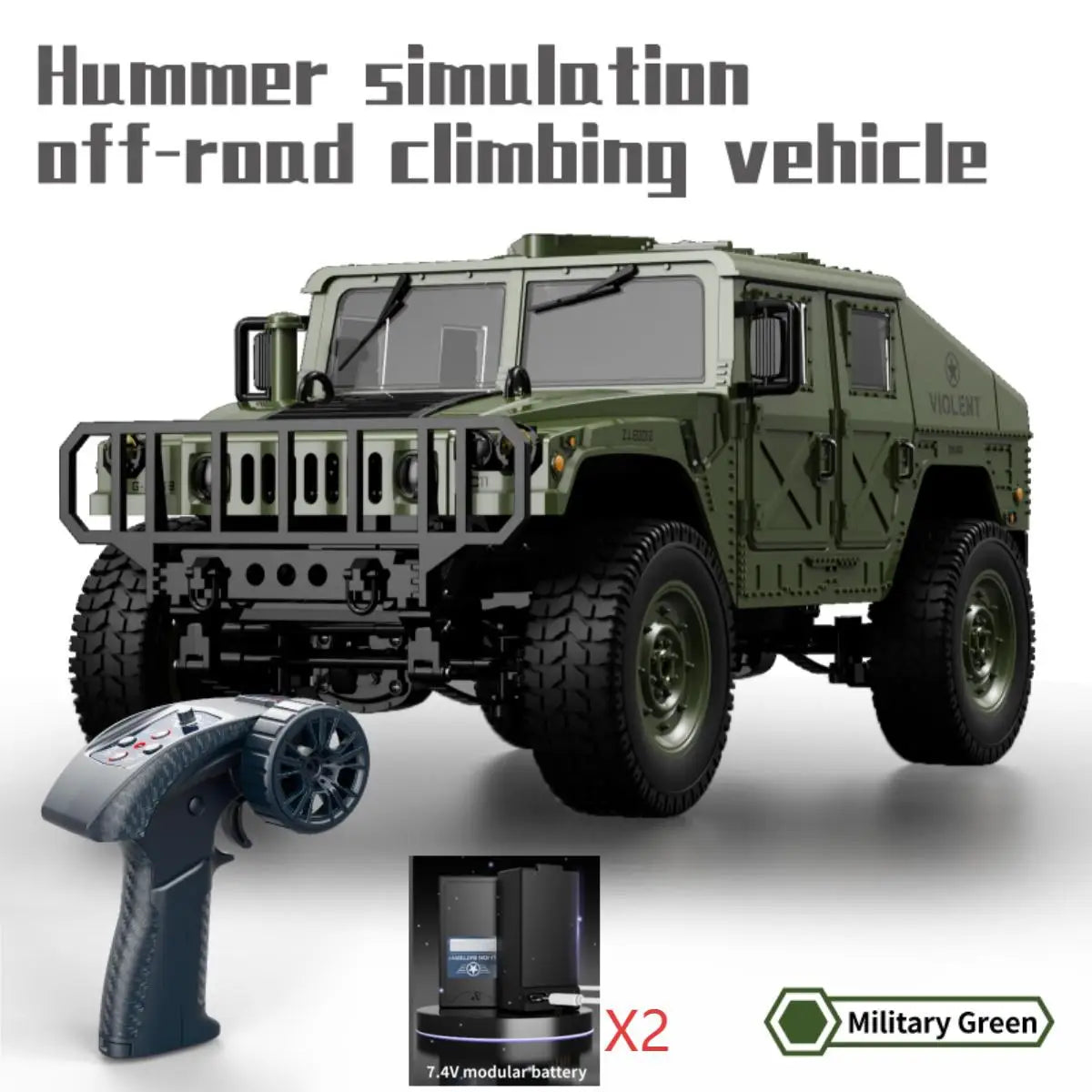 Coche RC Militar Crawler 4WD 2.4G 1:14, Vehículo Todoterreno con Accesorios
