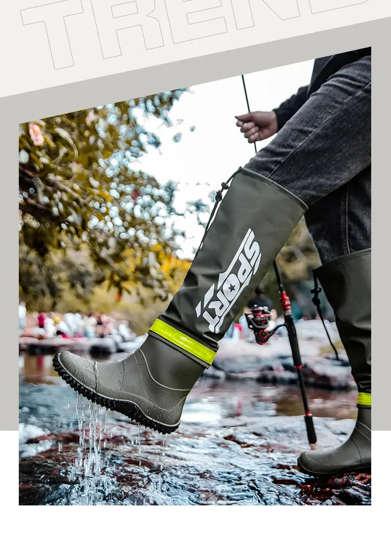 Botas de lluvia para hombre impermeables antideslizantes de caña alta