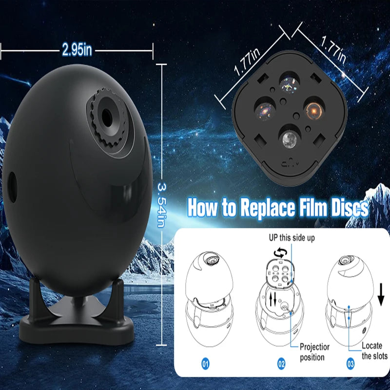 Proyector planetario para dormitorio, 12 discos de imágenes, proyectores de galaxia, luz nocturna de estrellas, iluminación de ambiente de techo, lámpara espacial