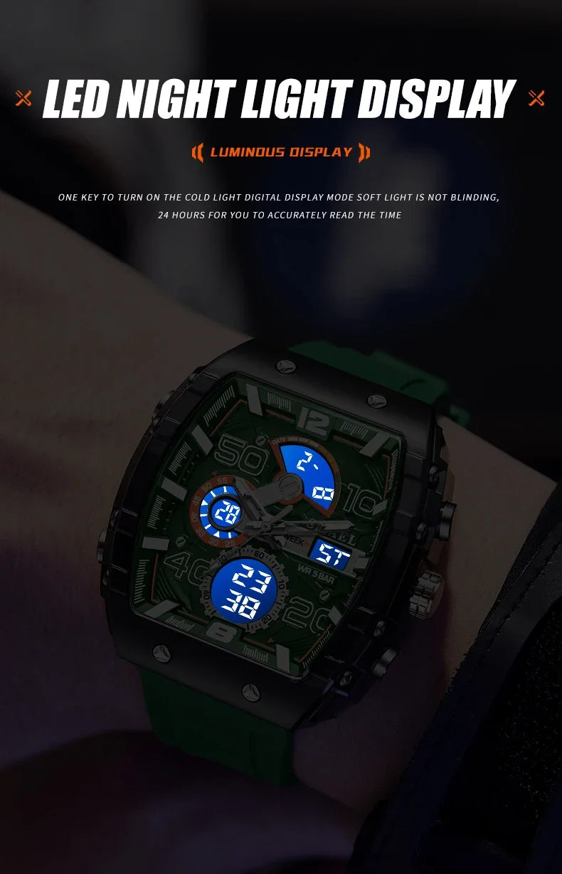 SMAEL 8109 nuevo reloj para hombre, deportivo multifuncional, resistente al agua hasta 50M, pantalla Dual, luz LED nocturna, reloj electrónico para estudiantes de ocio