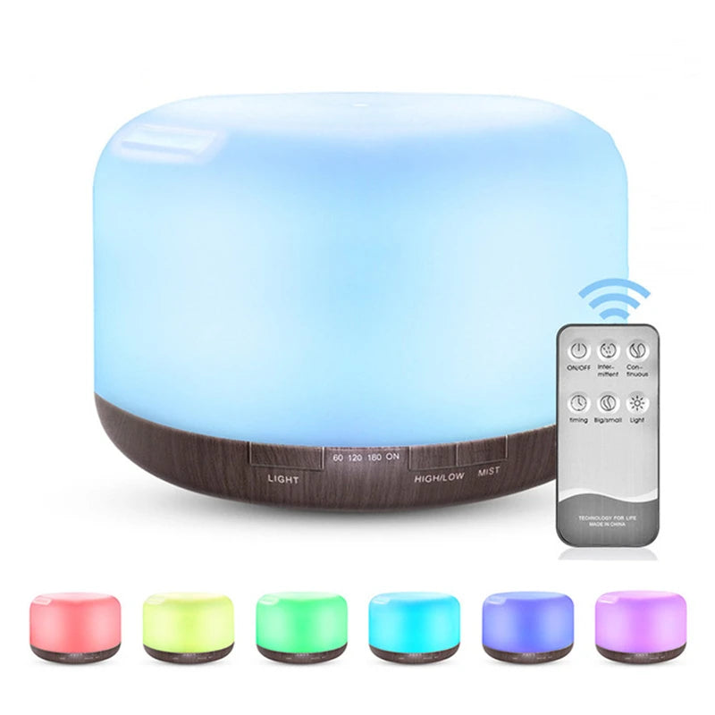 Difusor de Aromas de Madera 500ml con Control Remoto y Luz Nocturna