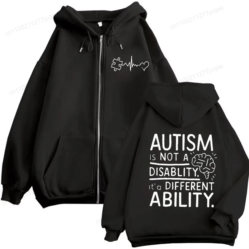 Buzo con Capucha Unisex Autismo | Cremallera Completa