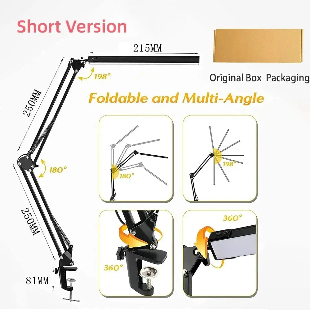 Lámpara LED de Escritorio Plegable con Clip Metálico 3 Colores