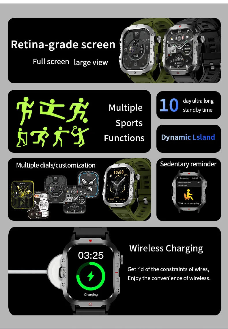 Reloj inteligente con llamada Bluetooth, electrónica, reloj inteligente militar, reloj de Fitness Digital, relojes de regalo para hombre y mujer, iOS, Android 2025, nuevo