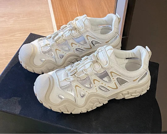 Zapatillas de Senderismo para Mujer |   Zapatos Casuales con Suela Gruesa |   Parte superior de malla transpirable, perfecta para la calle en primavera y aventuras al aire libre.