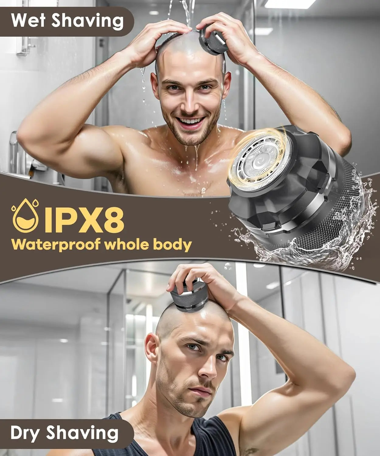 Afeitadora eléctrica para hombre, potente Máquina para cortar cabello de un solo cabezal, afeitadora de cabeza seca y húmeda para recortadora de barba calva recargable