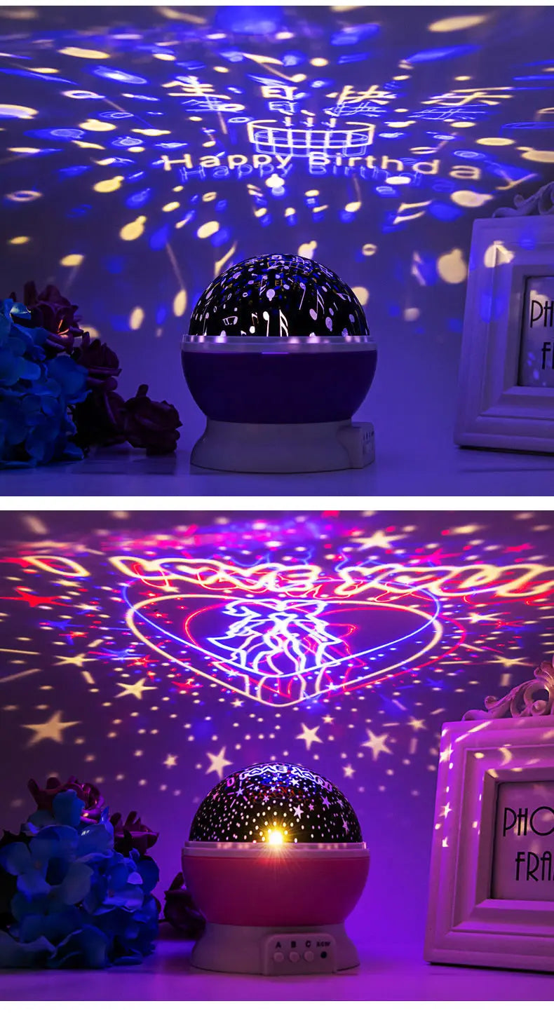 Proyector de lámpara de noche, proyector de luz nocturna de cielo estrellado, decoración de lámpara de bebé, proyector giratorio de Luna y galaxia para guardería, luz de mesa