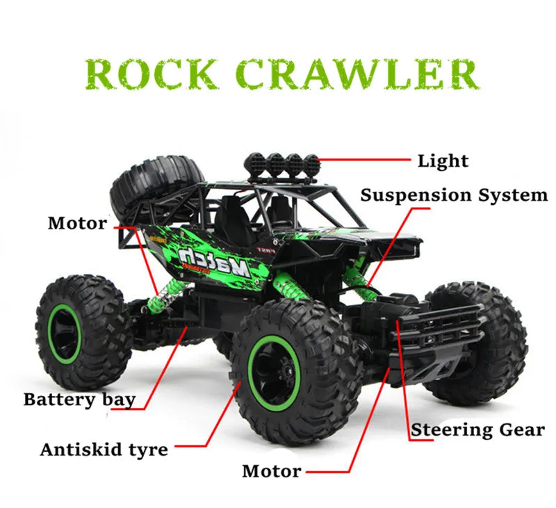 Auto Teledirigido 4WD 1:12/1:16 Buggy RC Todoterreno con Luces LED