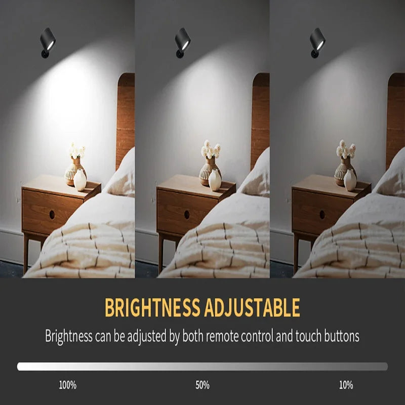 Lámpara Led de pared de doble cabezal con Control remoto táctil, luz nocturna portátil inalámbrica con recarga USB giratoria 360 para lectura de dormitorio