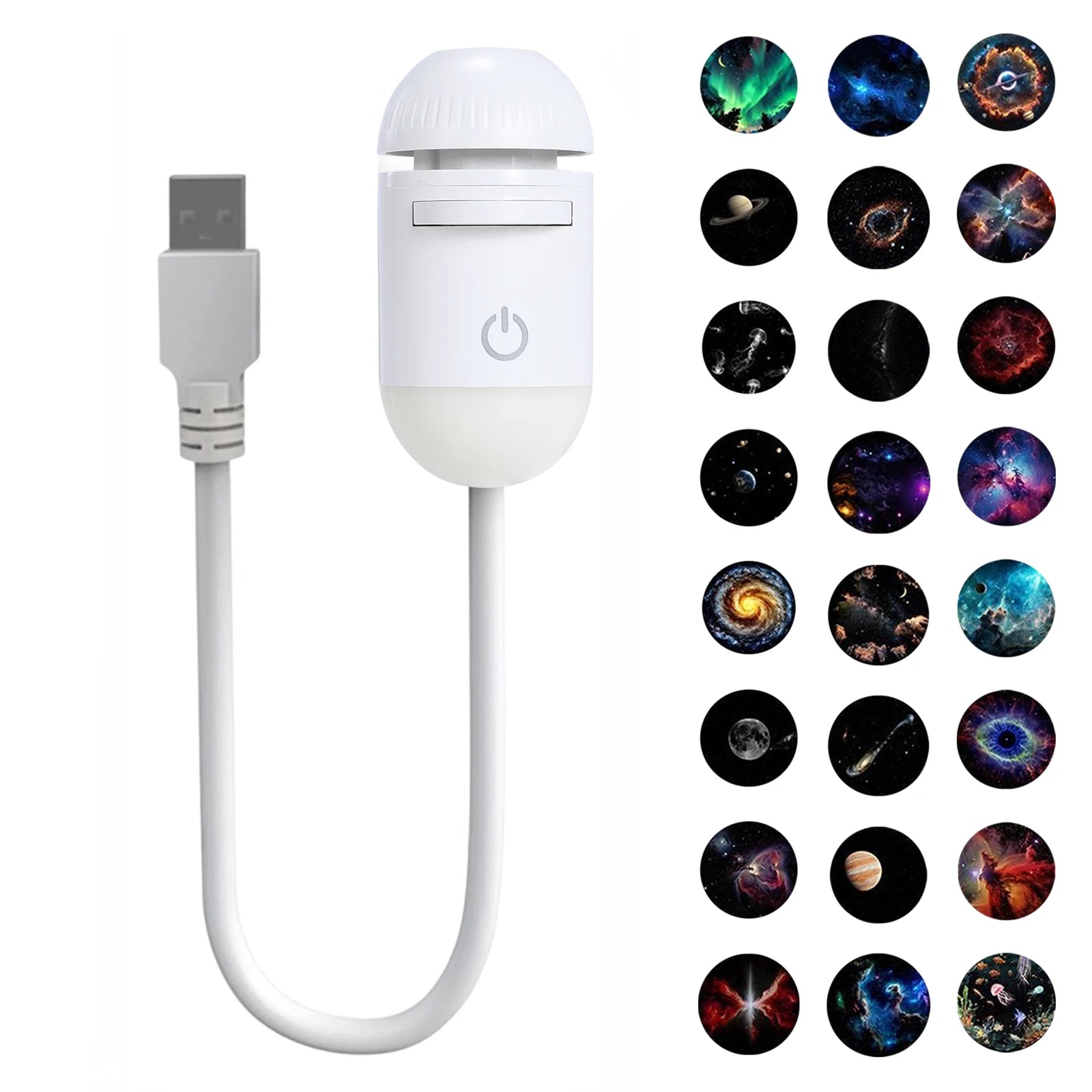 Lámpara proyectora de galaxia LED giratoria 360° con cielo estrellado para hogar