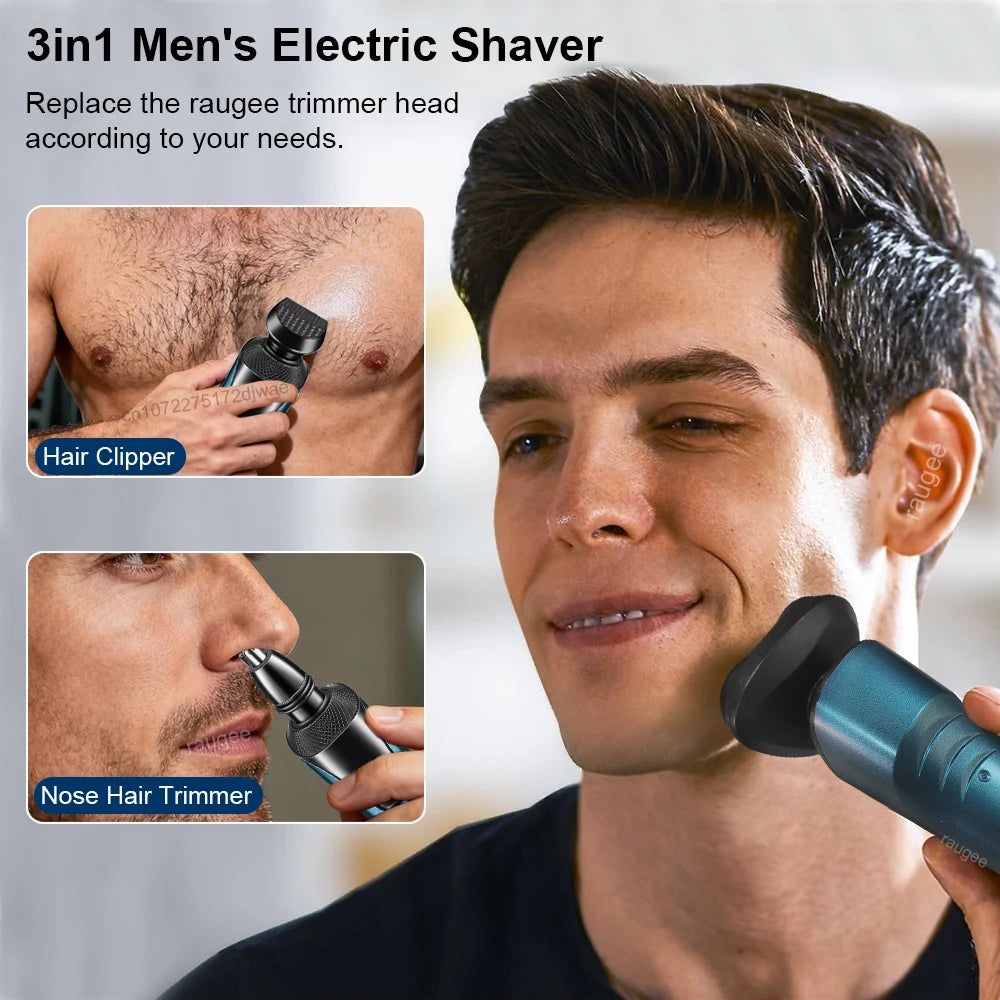 Afeitadora eléctrica 3 en 1 recargable para hombre, uso en seco y húmedo