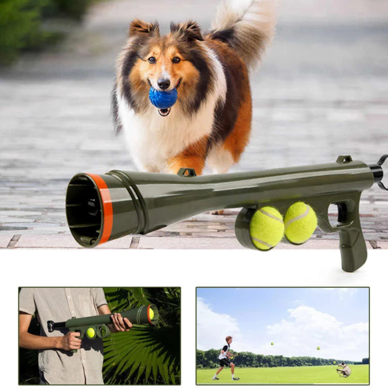Juguete para Perros, Pistola Lanza Pelotas, Entrenamiento, Lanzador de Pelotas para Perros, Juguete Interactivo para Exteriores, Juego de Tenis, Rompecabezas