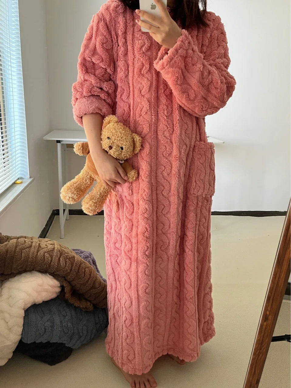 Pijama Polar de Mujer Talle Grande – Franela con Rayas