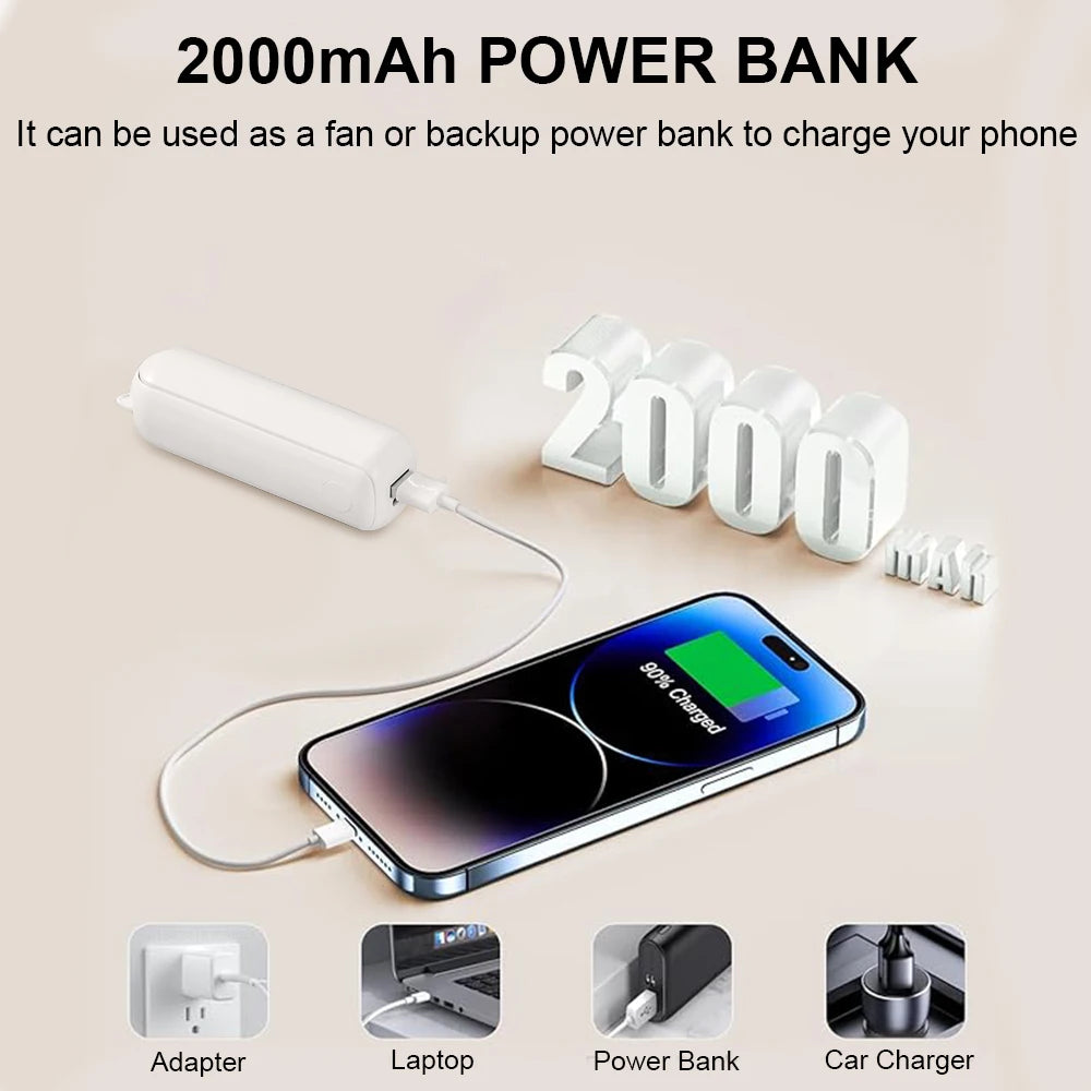 Mini Ventilador Portátil Plegable con Banco de Energía