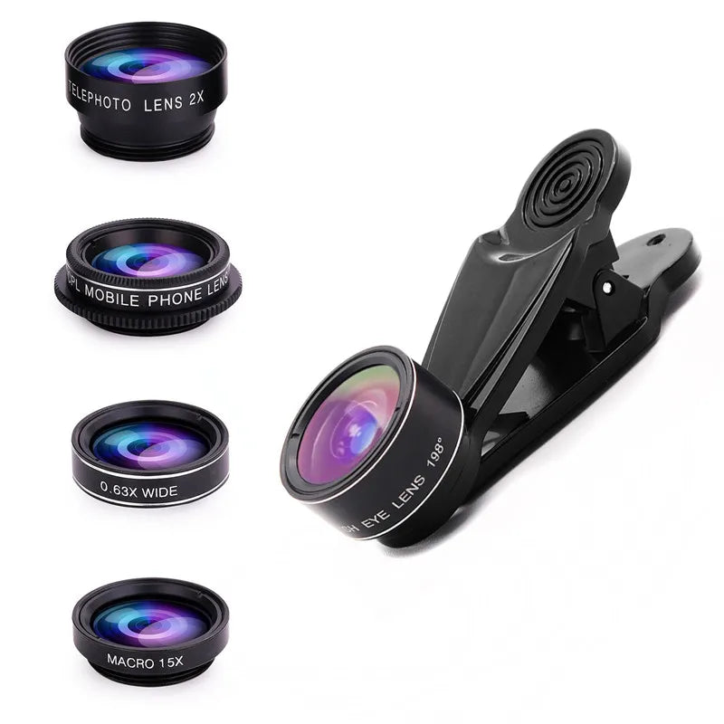 Kit de Lentes para Celular Ojo de Pez Gran Angular y Macro