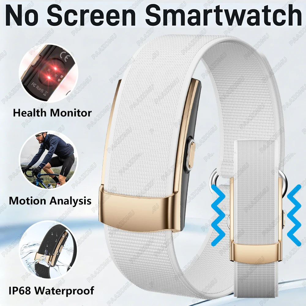 Pulsera Inteligente sin Pantalla, Monitor de Salud y Ejercicio, Monitor de Ritmo Cardíaco 24/7, Monitor de Sueño, Pulsera Deportiva Multifuncional para Android iOS