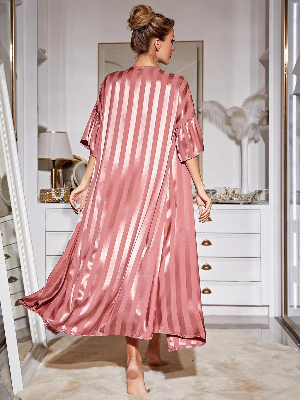 Conjunto de Pijama de Seda Helada para Mujer — Manga Larga
