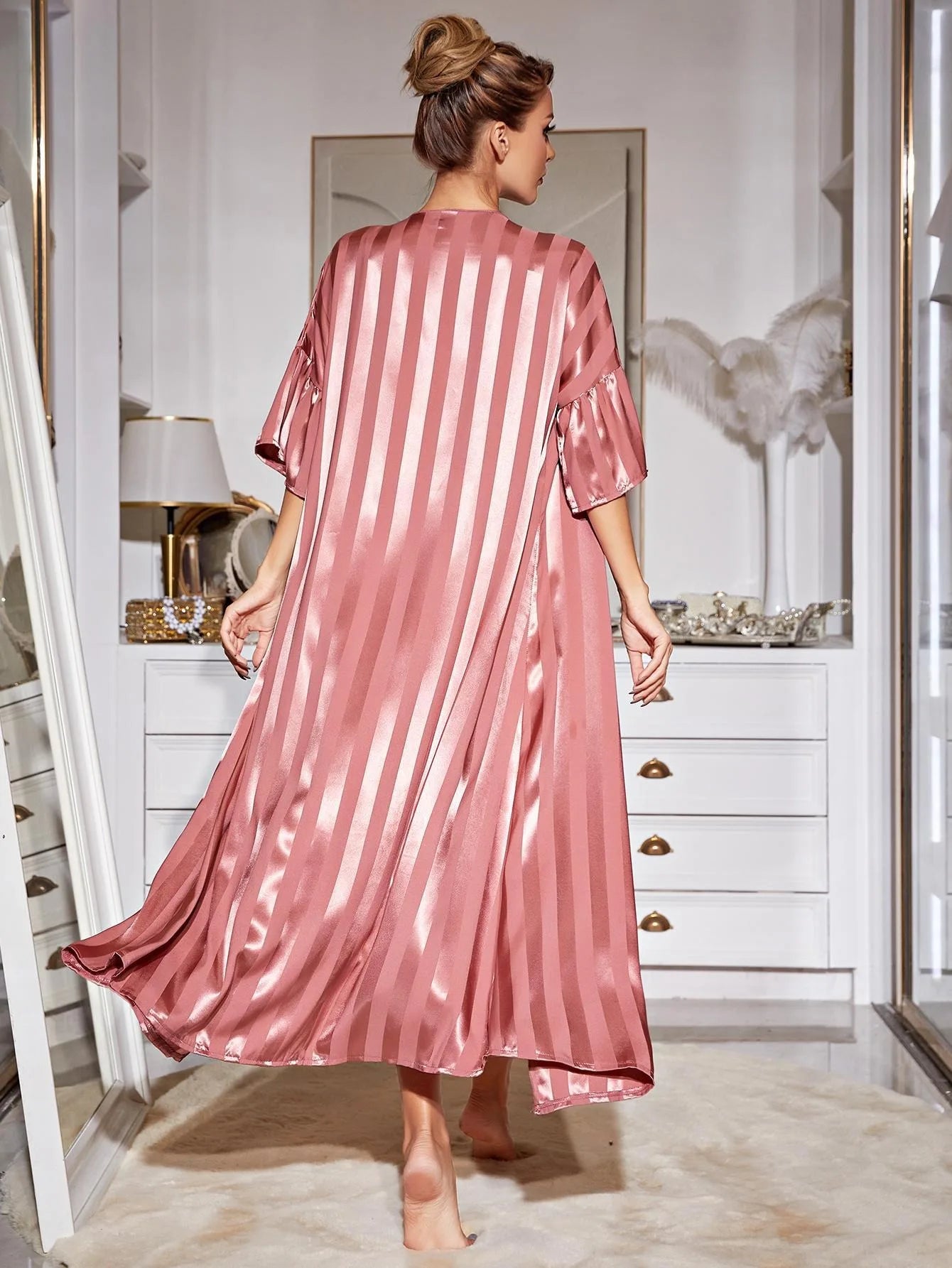 Conjunto de Pijama de Seda Helada para Mujer — Manga Larga