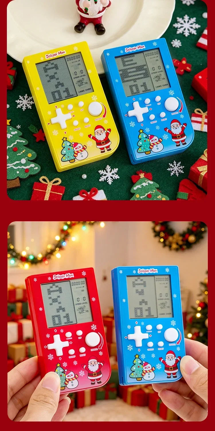 Consola de Juegos Retro con Diseño de Ladrillos Navideños, Tetris con Temática Festiva, Consola Electrónica Portátil, Regalo Festivo