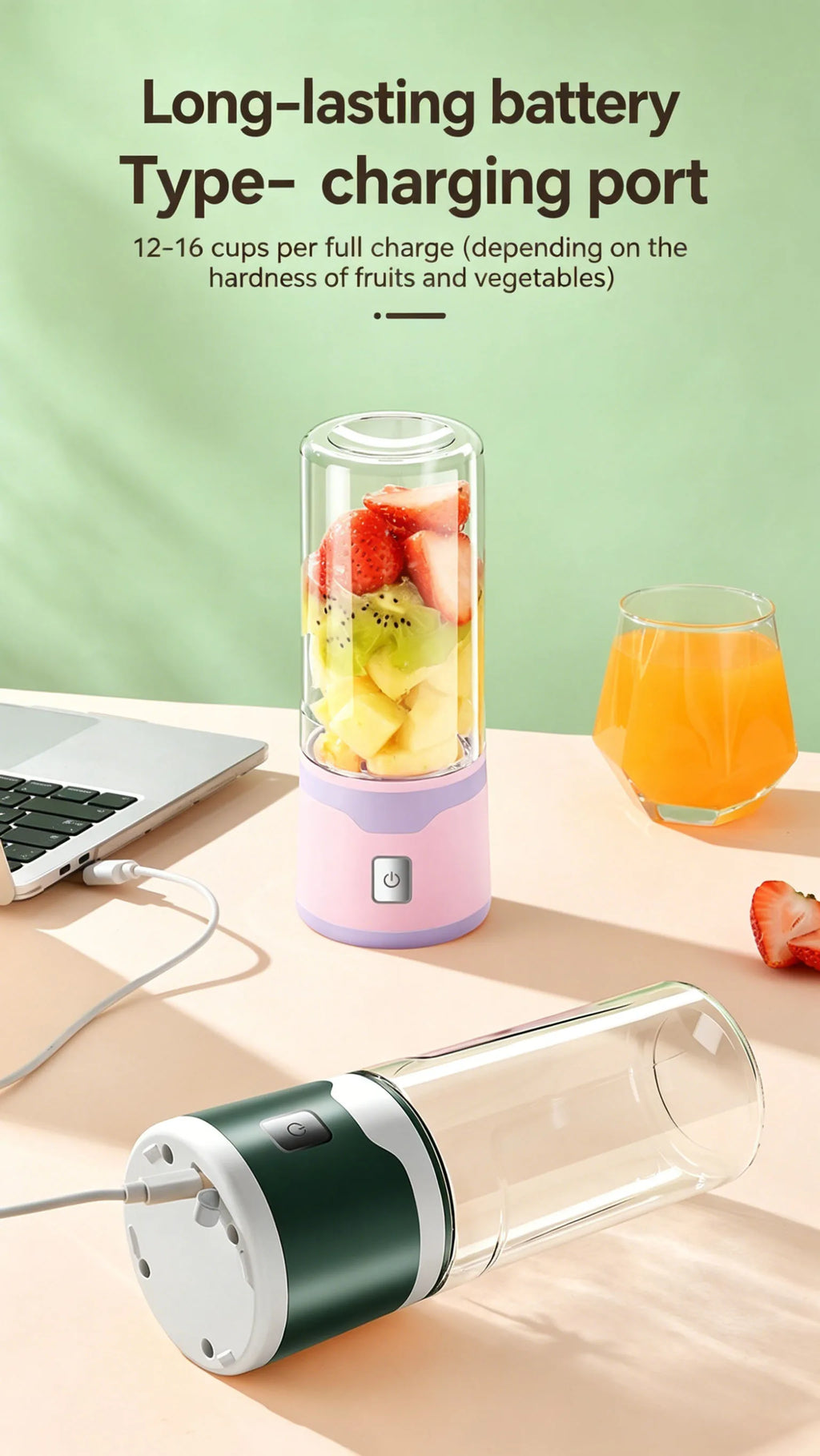 Licuadora Portátil USB con 18 Cuchillas Recargable