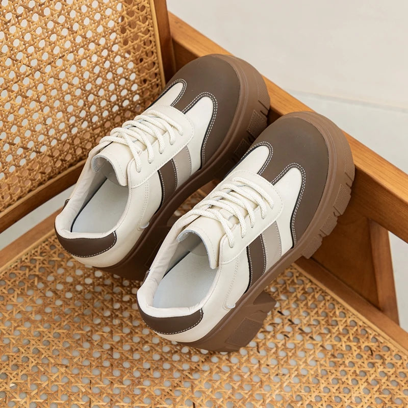 Zapatos de Tacon Alto con Plataforma para Mujer - Cuero con Cordones