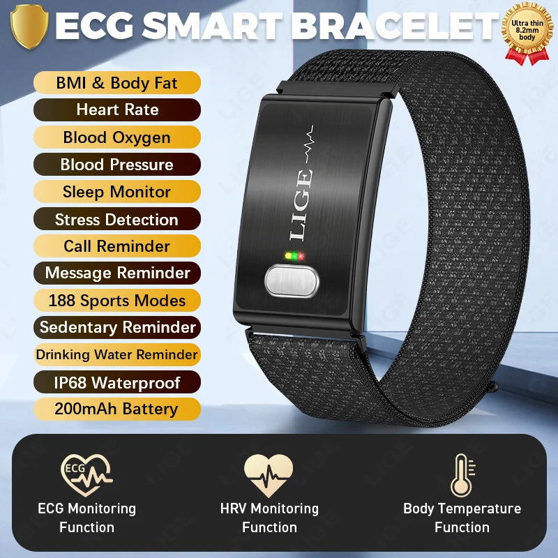 LIGE Pulsera Inteligente ECG+PPG Grado Médico