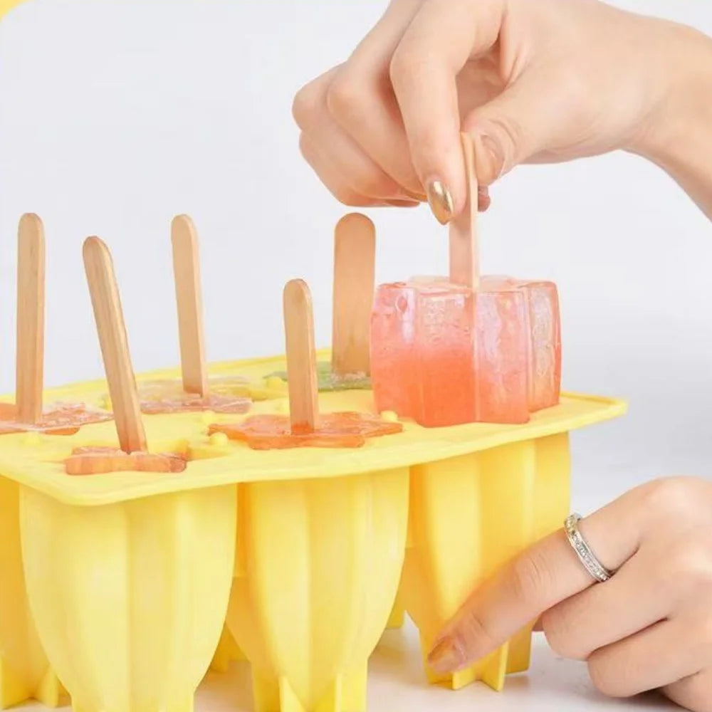 Molde de silicona para helados, molde para paletas de hielo, molde para postres caseros, molde para cubos de jugo con pajita, máquina para hacer helados