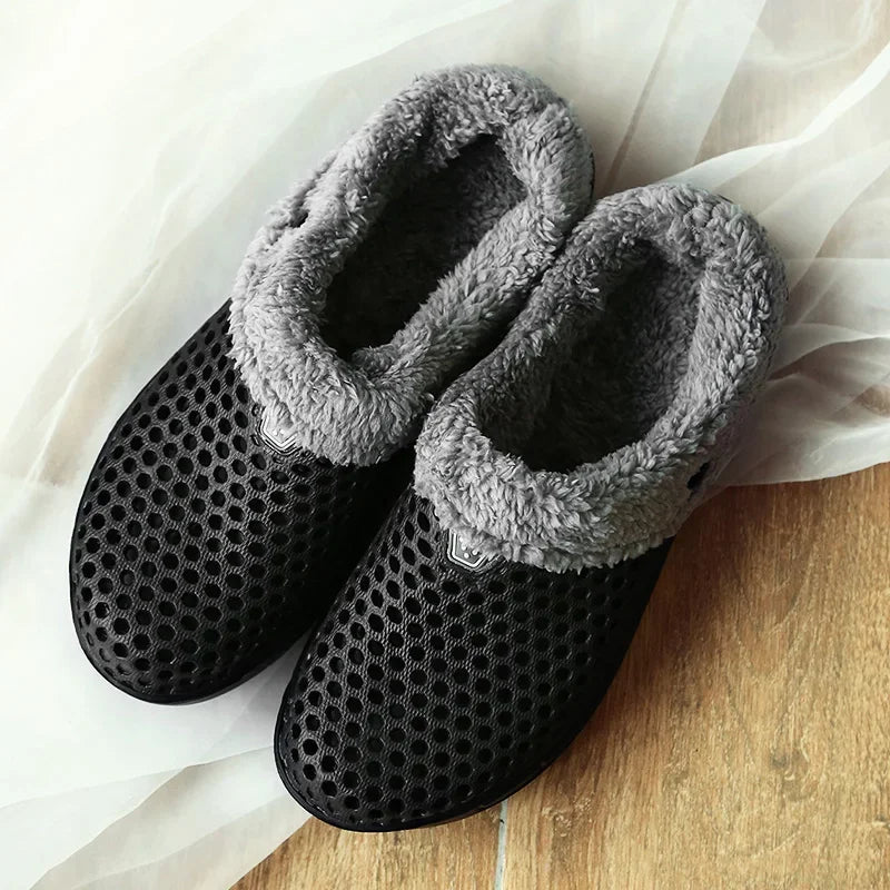 YRZL Zapatillas de invierno para hombre y mujer, zapatos cálidos para interiores, Pantoffels de algodón antideslizantes, zuecos informales, zapatillas de suelo para casa sin cordones para hombre