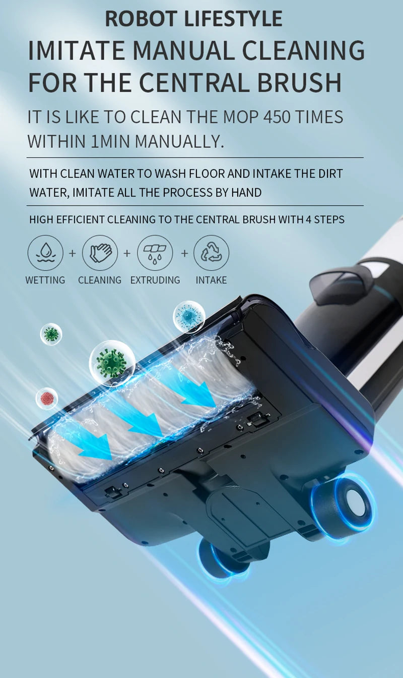 Aspiradora Inalámbrica en Seco y Húmedo RL8Pro, 14000Pa, Multisuperficie