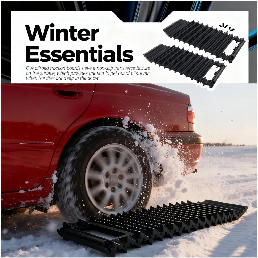 1/2 Piezas de Alfombrillas Antideslizantes para Autos, para Recuperación Todoterreno, para Arena, Barro, Nieve, para Desatascar Autos en Nieve, Hielo, Barro y Arena