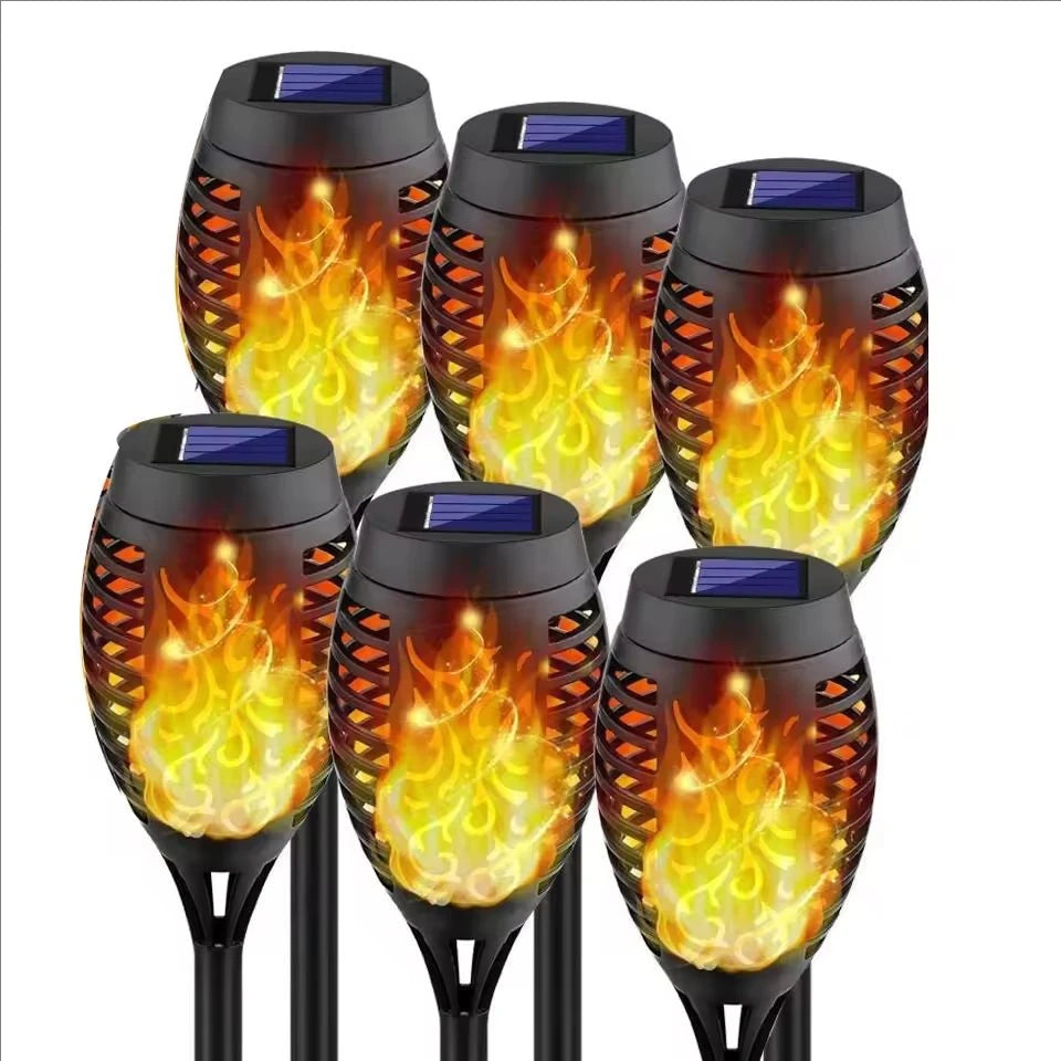 Luces Solares Antorcha Llama Solar RGB 12LED para Jardín Pack x6