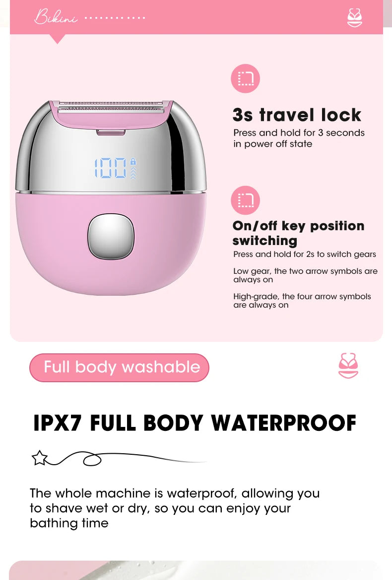 Maquinillas de afeitar eléctricas para mujer, afeitadora de pelo corporal recargable por USB, recortadora de Bikini para mujer, depilación de doble hoja para piernas y axilas