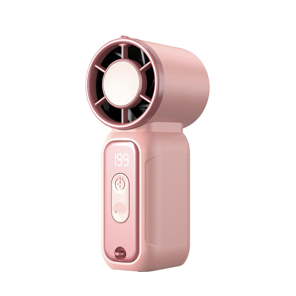 Mini ventilador portátil recargable con pantalla LED y 199 velocidades