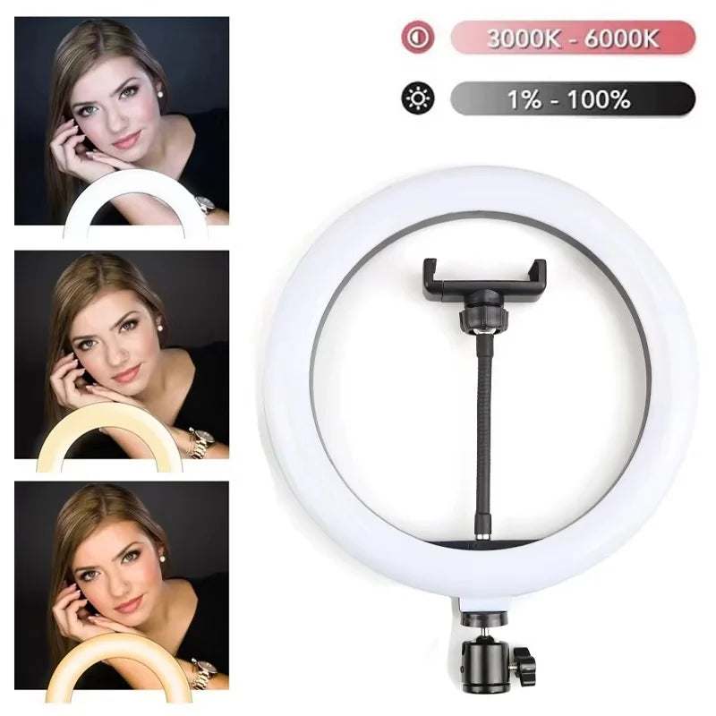 Anillo de luz LED para Selfie de 16/26/33cm, luz de relleno para fotografía, lámpara de anillo Led, luz de anillo para grabación de vídeo, transmisión en vivo, lámpara para Selfie