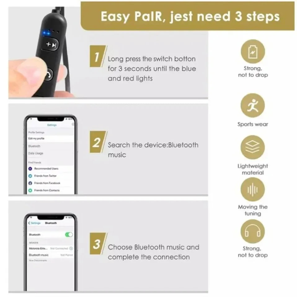 Auriculares con banda para el cuello Bluetooth 5,1 a prueba de sudor con micrófono, llamadas HD para iPhone, Android, deportes, correr, gimnasio, hogar, oficina, uso diario